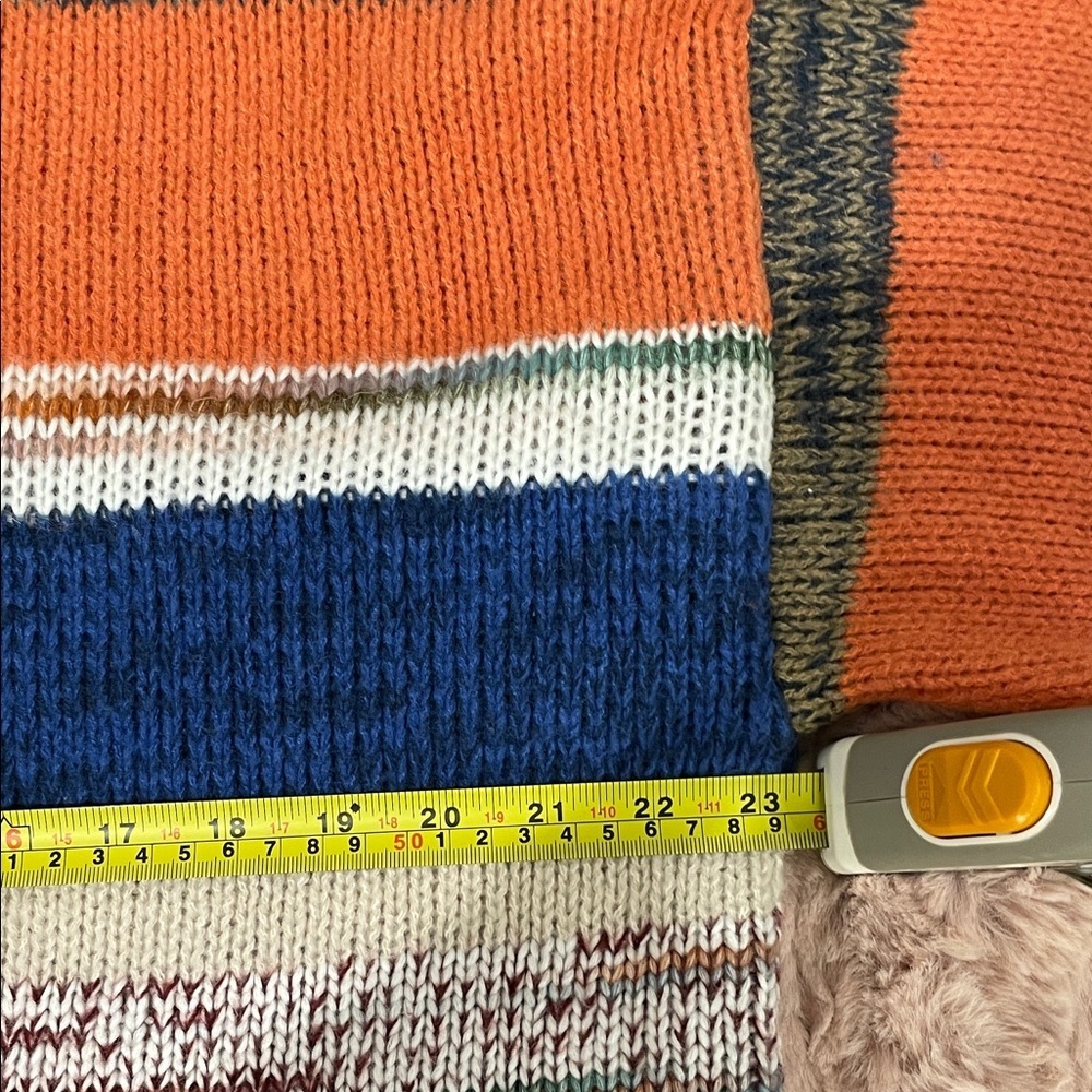 Knox Rose Colorful Striped cropped Turtleneck Sweater, 3/4 sleeve size M - Picture 4 of 7